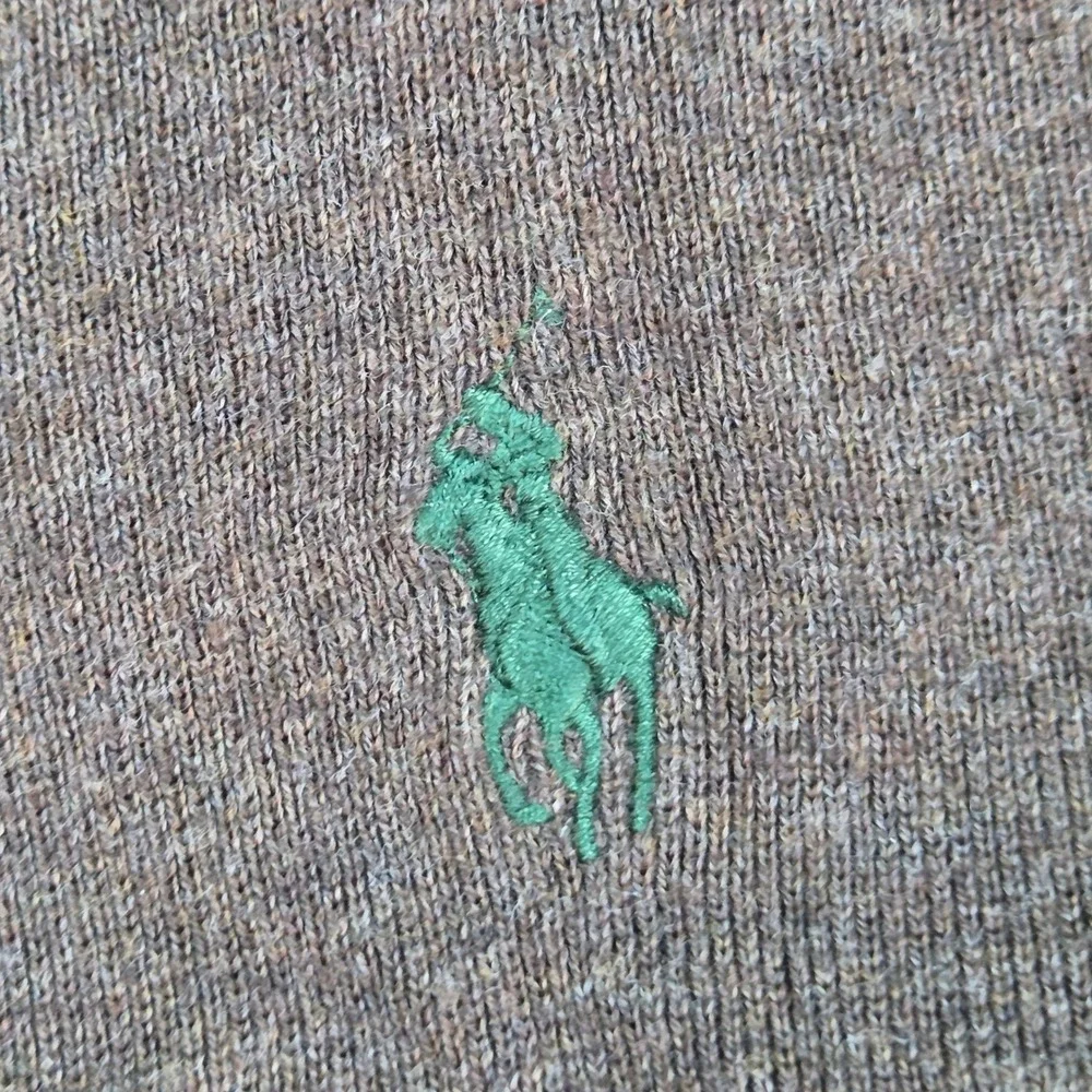 Polo Ralph Lauren V-Neck Sweater Mens L Pima Cotton Pony Logo Pullover Brown